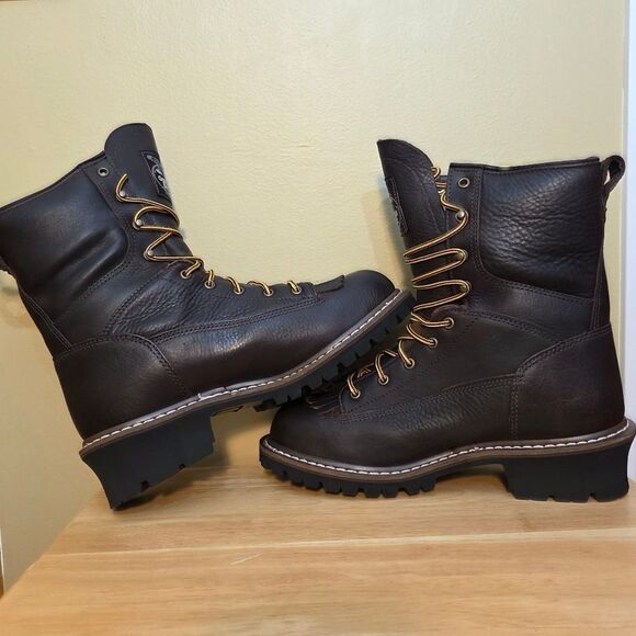 Georgia Steel Toe Waterproof Logger Boots 8" Brown G7313 Men's Size 9 - Picture 4 of 9
